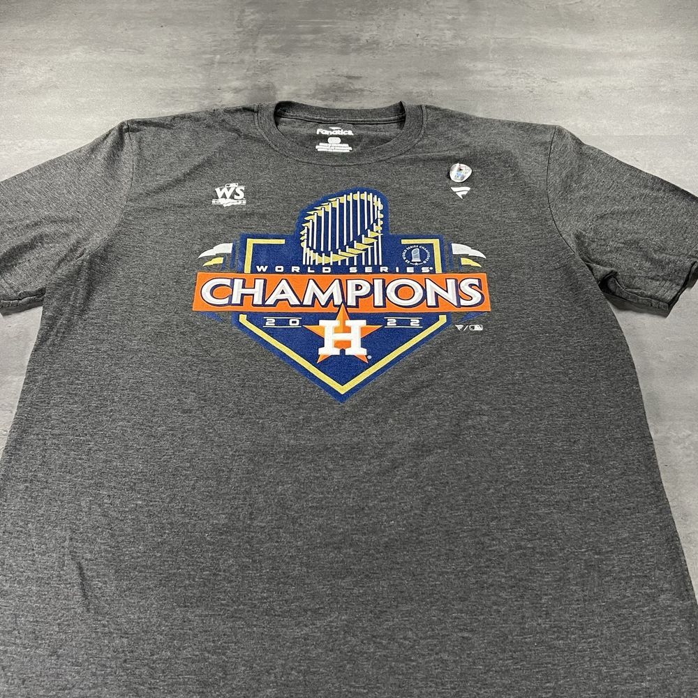 Houston Astros Shirt Adult Large Gray World Series Champ 2022 Pennant MLB Tee
